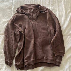 Oversized Aerie Quarter Zip Ribbed Pullover